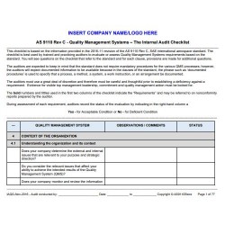 AS9110C Internal Auditor Training &amp; Checklist Package