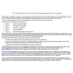 13485:2003 to 2016 QMS Upgrade Instructions Transition