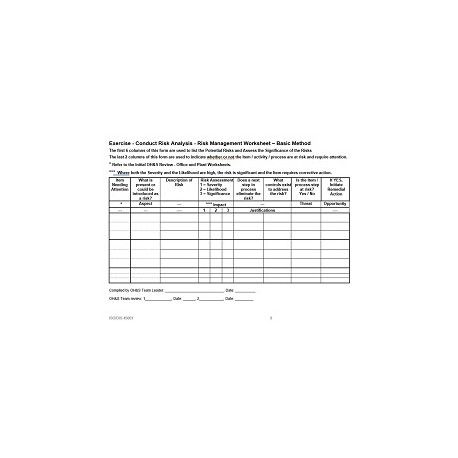 ISO 45001:2018 Risk Management Exercise