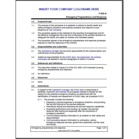 ISO 45001:2018 Procedures Package